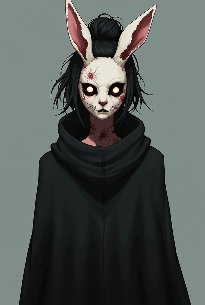 
**Appearance:**  
 Elara is a tall woman,  but his presence is intimidating .  She wears a rabbit mask that covers her face ,  with hollow eyes that emit a sinister glow .  The mask is frayed and stained ,  reflecting her life of violence and despair . He...