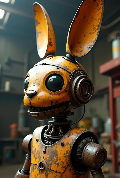 Spring bonnie head made out of scrap with a steampunk style