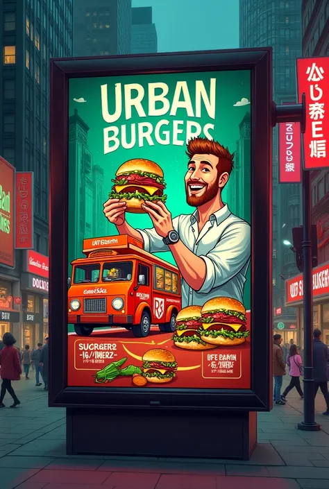 mupi publicitario de food truck: urban burgers