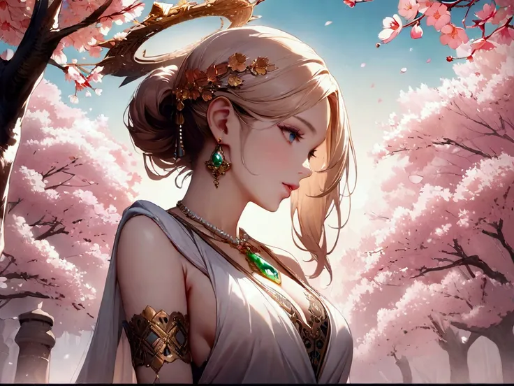 (, 1 girl, Throw, best quality,masterpiece,  ) ,(((Cherry blossoms,,  )))     Super Realistic 8K CG,  flawless, Clean, masterpiece,  Professional Art , Famous works,  movie lighting, bloom,  Perfect Face ,  pretty face , fantasy,  Like a Dream , illusory, ...