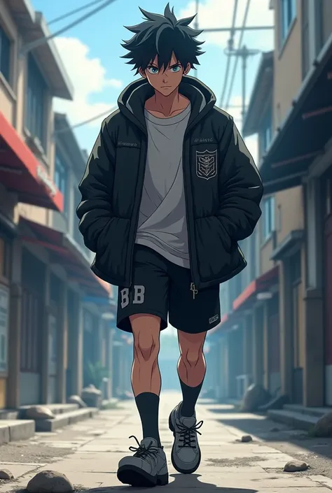 Nagi, blue lock anime, male, anime character, 3d animation, street gangster, walking pose, full body picture, epic realistic, wearing shoes