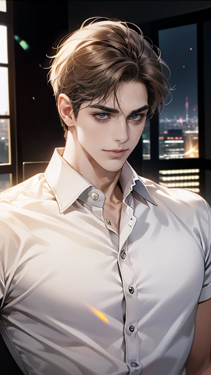 (tmasterpiece, high resolution, ultra - detailed:1.0), (1 male, masculine face, 31 years, CEO), Perfect male body, tall and strong, Adult male, Delicate eyes and delicate face, Extremely detailed CG, Unity 8k wallpaper, Complicated details, Detailed face, ...