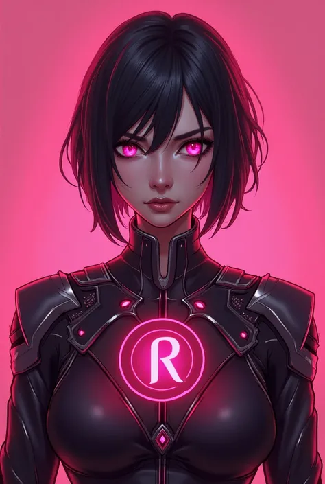 The nickname I use is RAthena I play the valorant game and the agents I use the most are fade and omen and my favorite color is pink can you create me a logo using these ingredients and I am a woman with short hair My nickname should be prominently display...