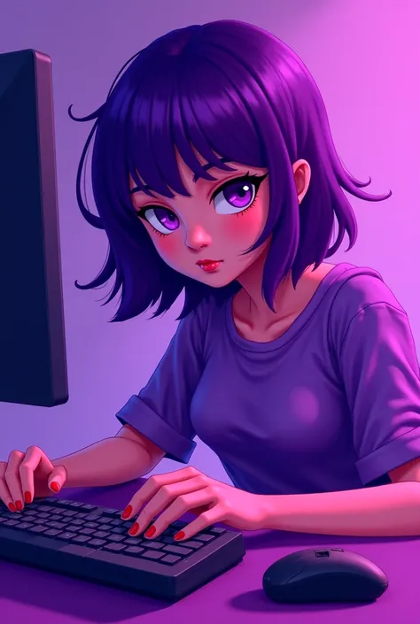 PFP Purple Girl With Keyboard And Mouse 