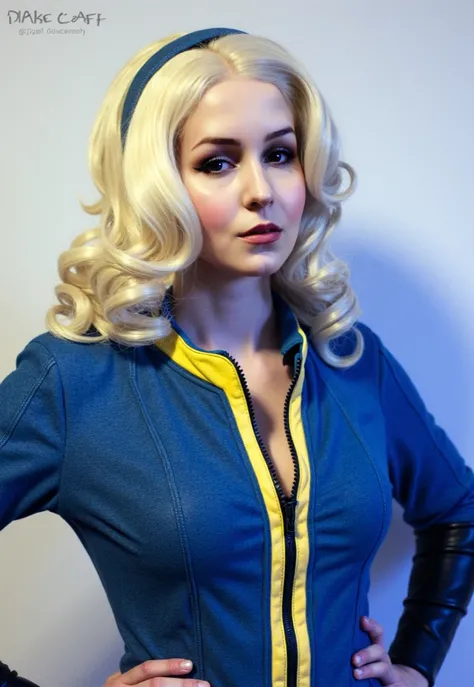 woman wearing vault suit, fallout girl, vault girl