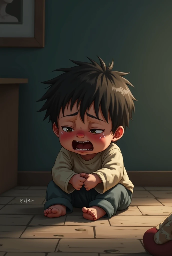 Crying for his mom who died