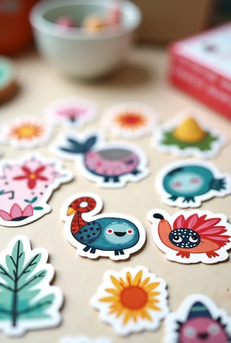 so many cute stickers on table and write How to make stickers at home