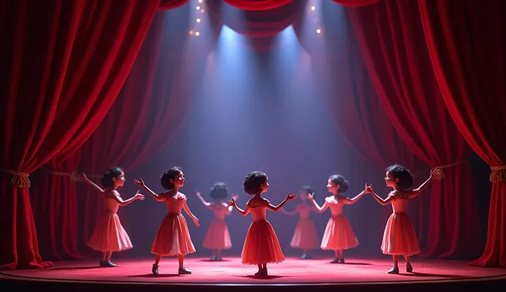 3 D pixar animation, big stage cabaret art performance