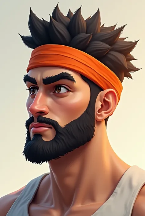  Create a young male avatar, bearded profile ,  profile avatar with a basketball headband over your head