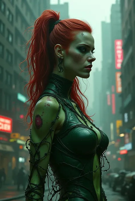 Poison Ivy Gotham city in the future, more edgy looking version 