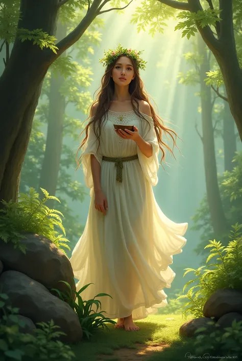 A very young and female   of the godess of the forest
