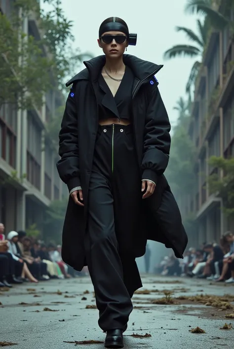 The collection explores human identity in the post-digital era, merging bold minimalism with brutal urban aesthetics. Highlight hybrid silhouettes blending traditional forms with elements inspired by virtual reality and algorithms. Key Features: Oversized ...