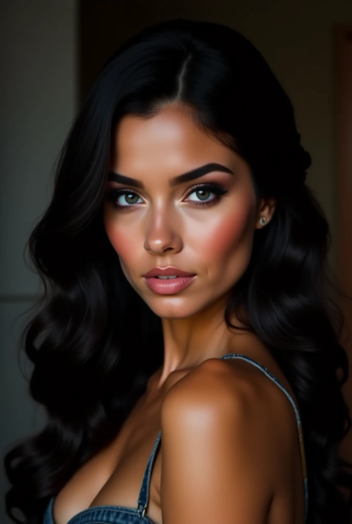 Latina, pretty, makeup, blue eyes, black hair