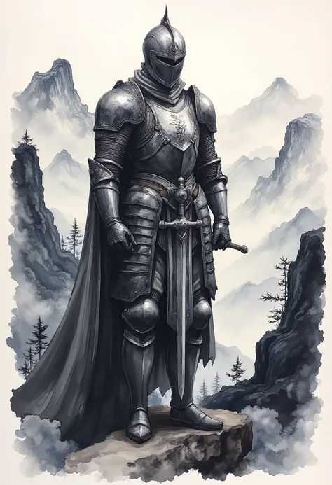 Ink Painting, knight