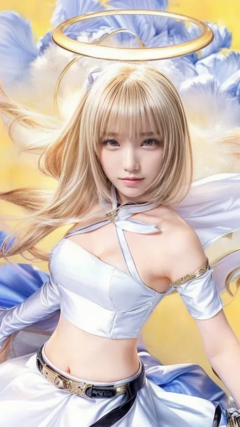 Close up of a woman wearing a white dress and holding a sword, Anime Goddess, portrait Zodiac Knight Girl,  Arthur Pendragon, Zodiac Knight Girl,  android heroine, Anime Fencer, Female Anime Hero Portrait,  Anime waifu  ,  seductive anime girl ,  Perfect A...