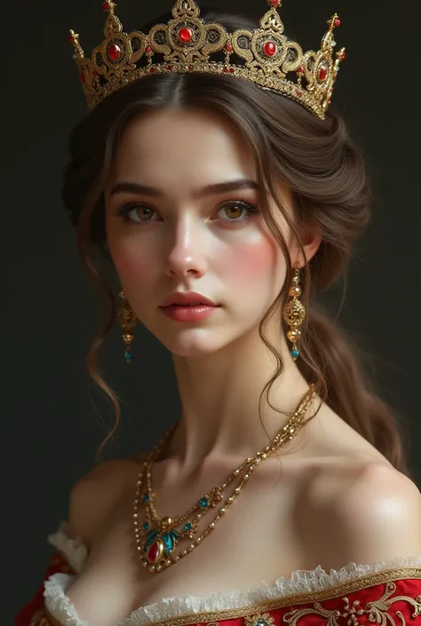 An European gorgeous woman, princess with detailed face and upper body shot 