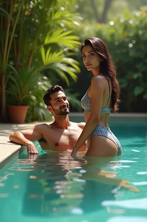 A man in a swimming pool with katrina kaif
