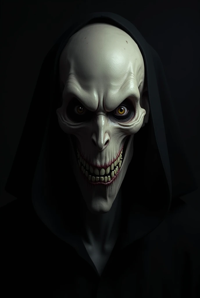 nosferatu face, looking at me, with mysterious look, 3d style, 100% black background, soft light, hdr, intricate details