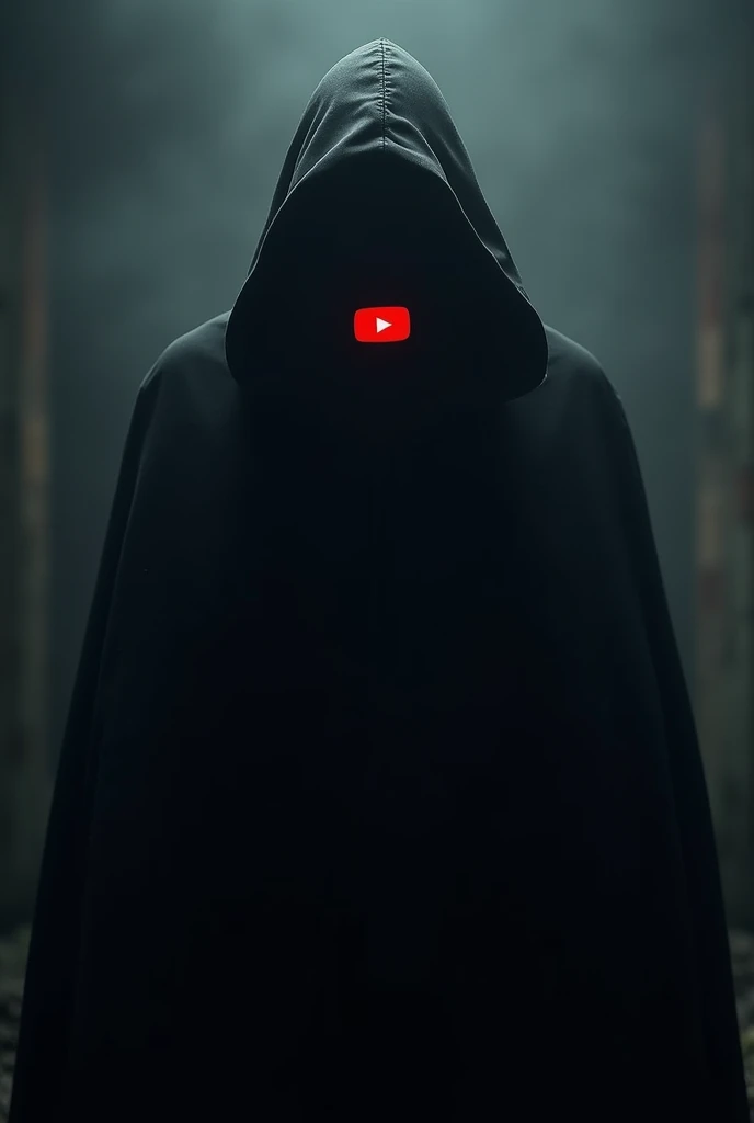 Usually a person with a black hood on ,  with a black mask and with the YouTube logo inside the