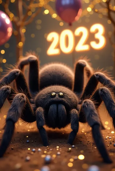 Happy new year realistic tarantula 