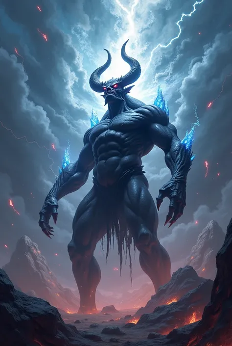  Angry demon looking up at the sky, Magic theme taken from above 