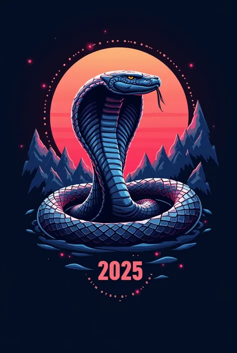  Create a logo for a 2025 prom called:  Dicoruss whose meaning is Different Hearts a Single Dream .
It includes a cobra and the year 2025 