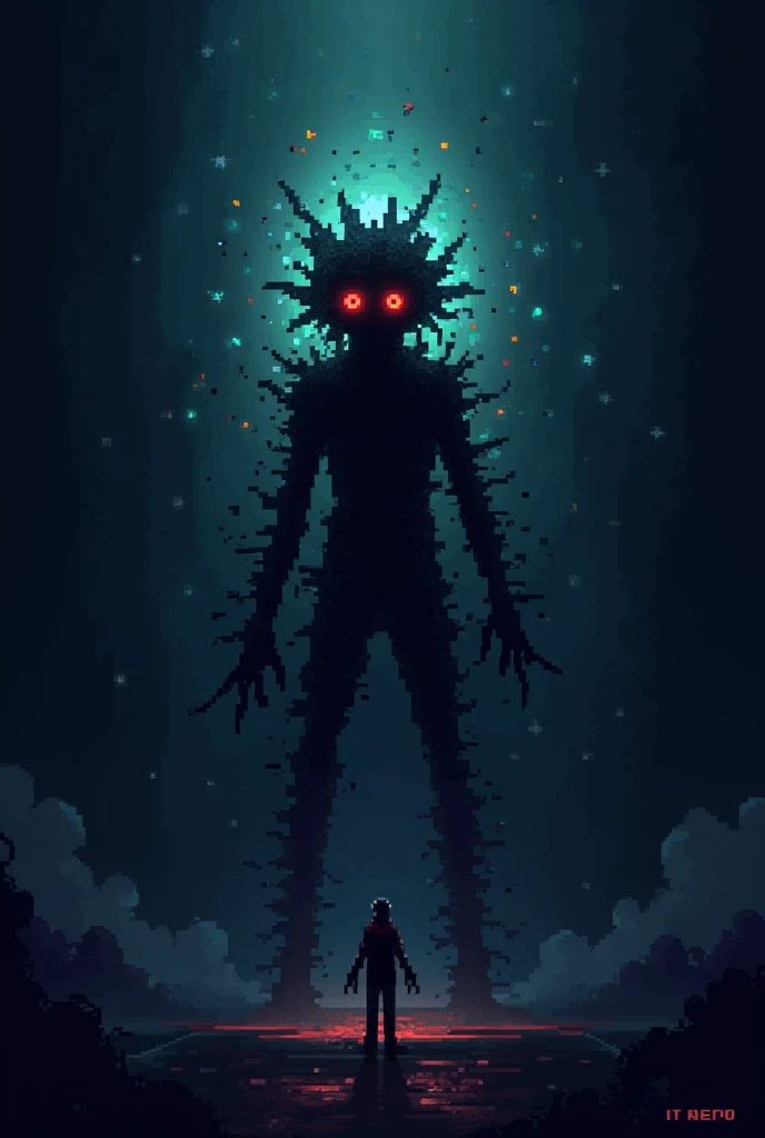 An entity that is the representation of anxiety in the form of PIXEL ART