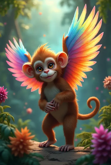 A monkey with feathers