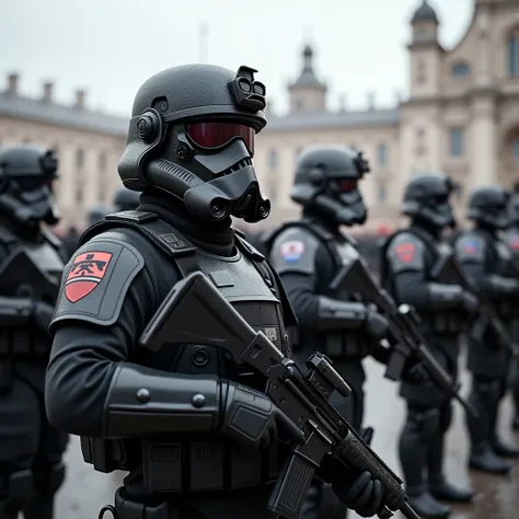  Create a photo of German stormtroopers from the German Nationalist Party on strike, who are on strike outside the German Parliament building in a German Catholic country .  Photorealistic ,  top quality ,  very realistic ,  realistic lighting ,  hyperdeta...