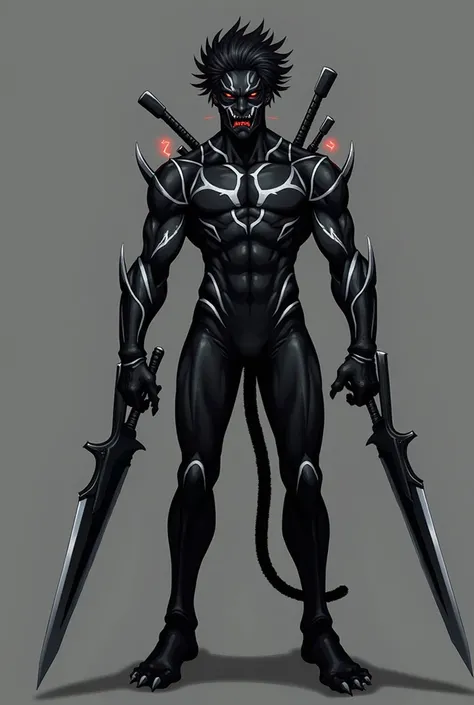 Height: 6’1”
	•	Build: Lean and muscular, with a balance of agility and power.
	•	Hair: Jet-black, slightly spiked, with streaks of silver resembling claw marks.
	•	Eyes: Glowing crimson with a panther-like gleam when channeling power.
	•	Outfit: A sleek, ...