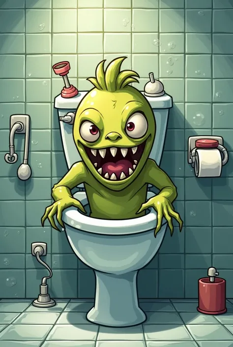 Funny toilet monster 