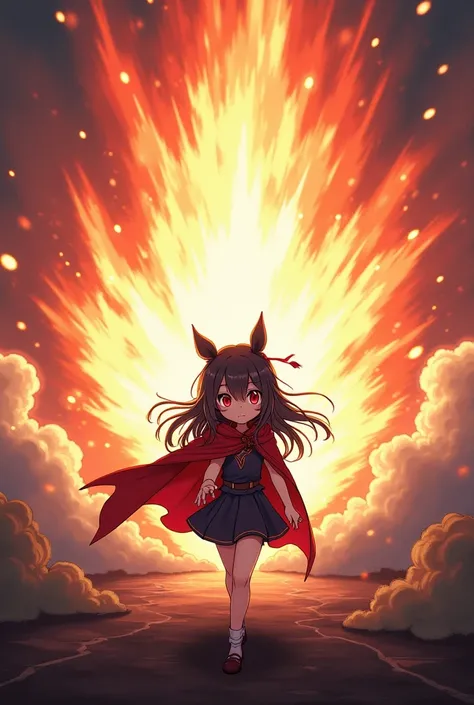   I want you to create an anime character called Megumin, behind her an explosion .