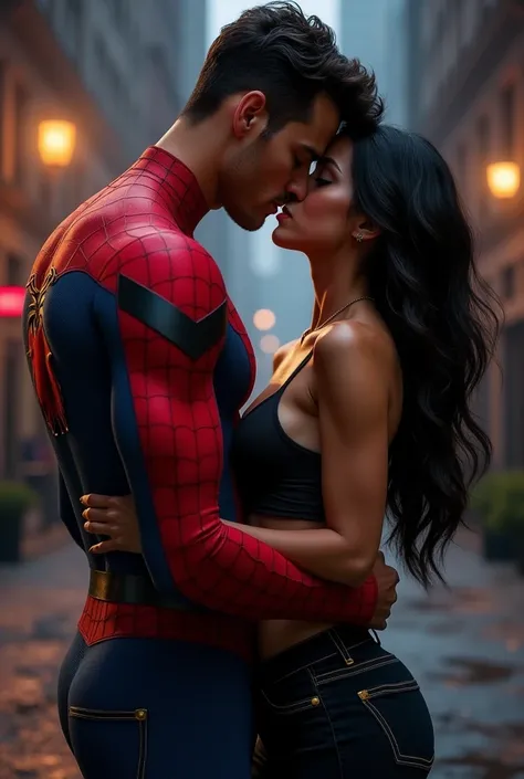 Sexiest latina with Black Jeans kissing Peter parker 