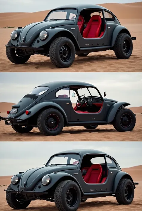 Vw buggy dark gray outside, red interiors and black rims Varied photos  