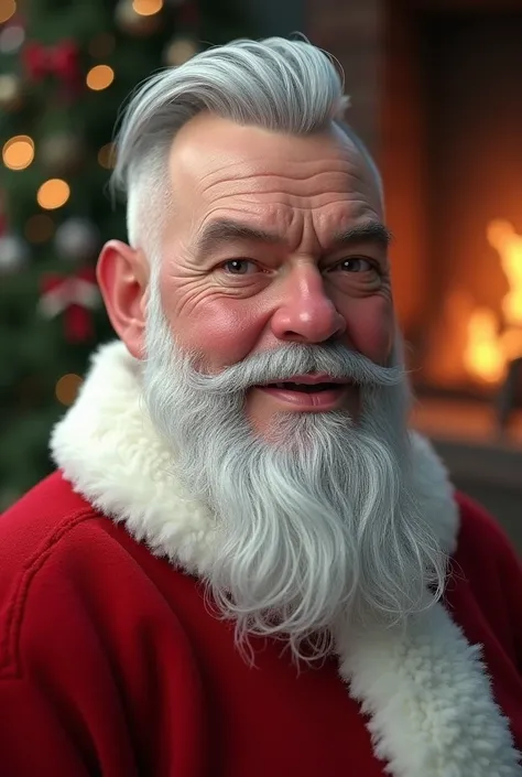 (photorealism:1.2), Santa Claus with low taper fade