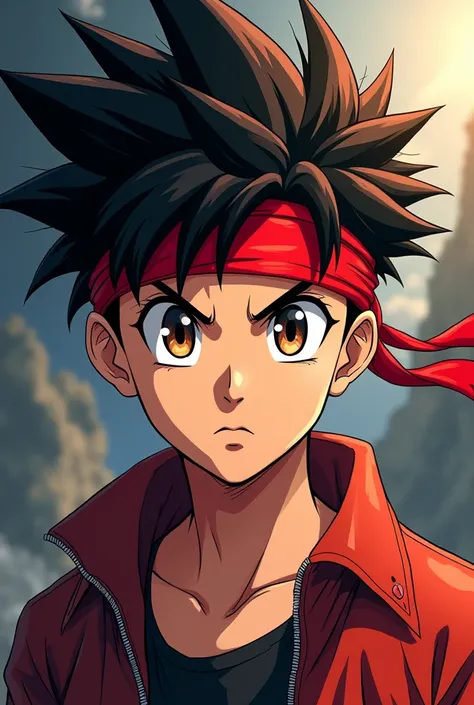 A picture of an anime boy wearing a red headband over his eyes