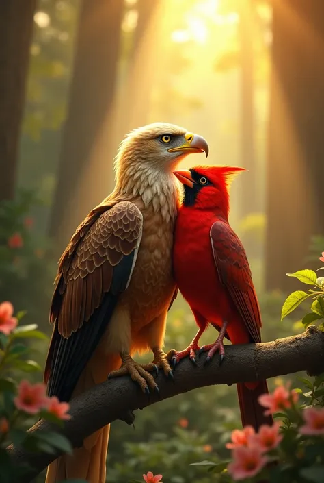 golden eagle and cardinal in love