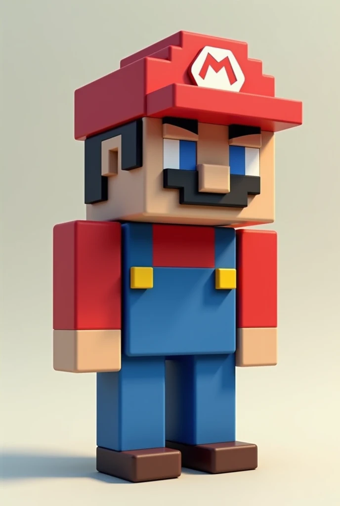 Create MARIO BROS as a Minecraft character . Make the character clearly visible and really look like a Minecraft doll. Doesnt leave anything blurry