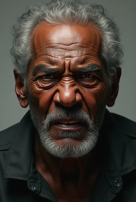 An old black man with eyes blazing with anger 