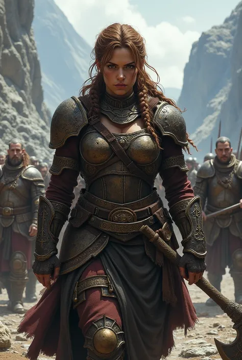 Dwarf female brown-haired commander