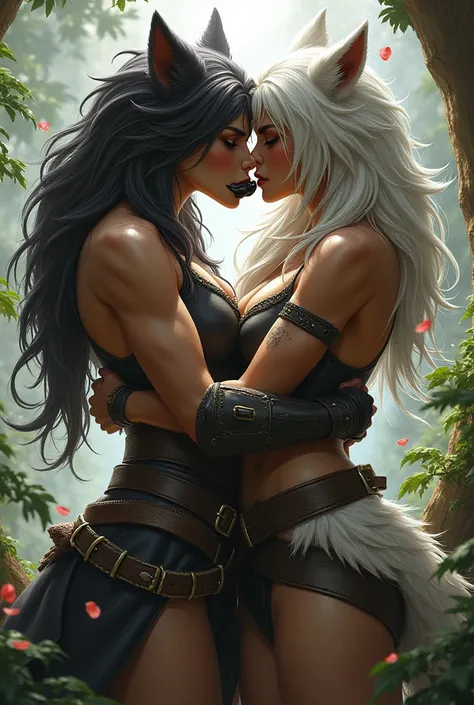 2 boxing Wolf girls kiss