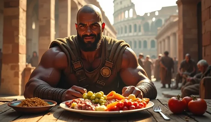 Gladiator eating nutritious food