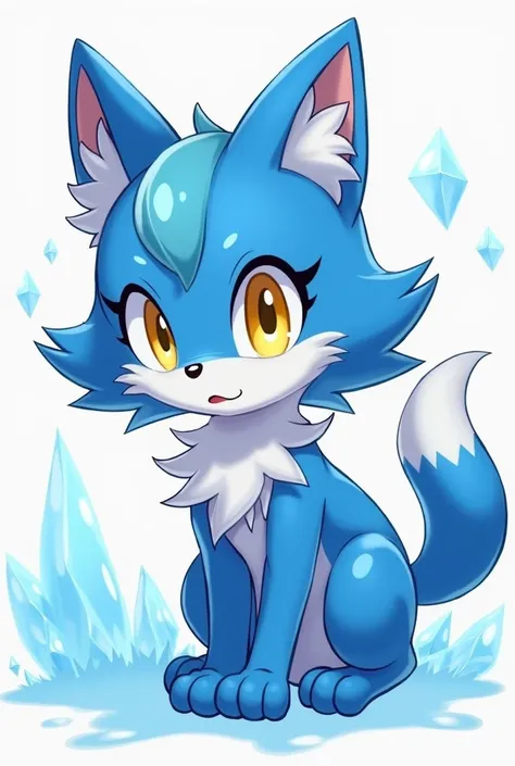 a cartoon picture of a blue and white cat with yellow eyes, concept art inspired by Luma Rouge, tumblr, furry art, furaffinity commission, an anthropomorphic blue hedgehog, krystal from star fox, portrait of zeraora, hyper - sonic, portrait of lucario, thi...