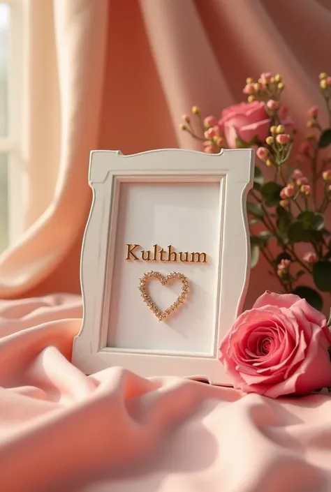 A frame with the name kulthum and love shape in it