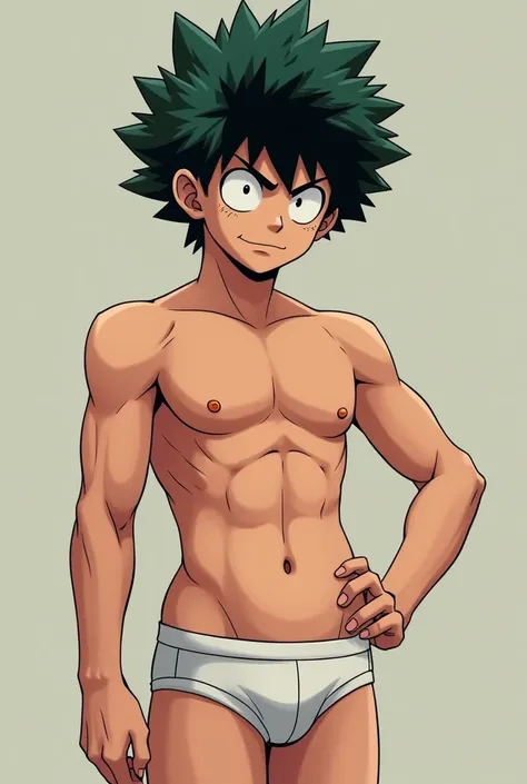 Fassa the character Deku from My Hero Academia wearing only underwear and marking his penis 