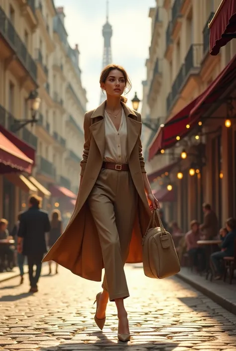 She is walking around Paris 