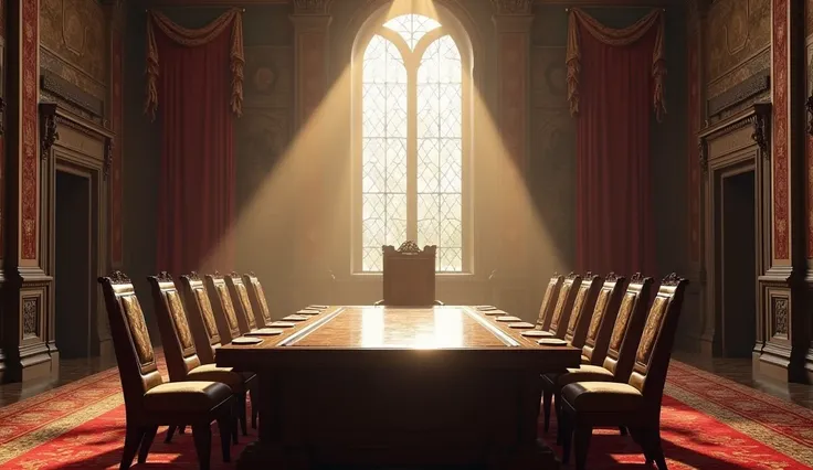  An empty Royal Council room. Table for 10 people .  Game of Thrones