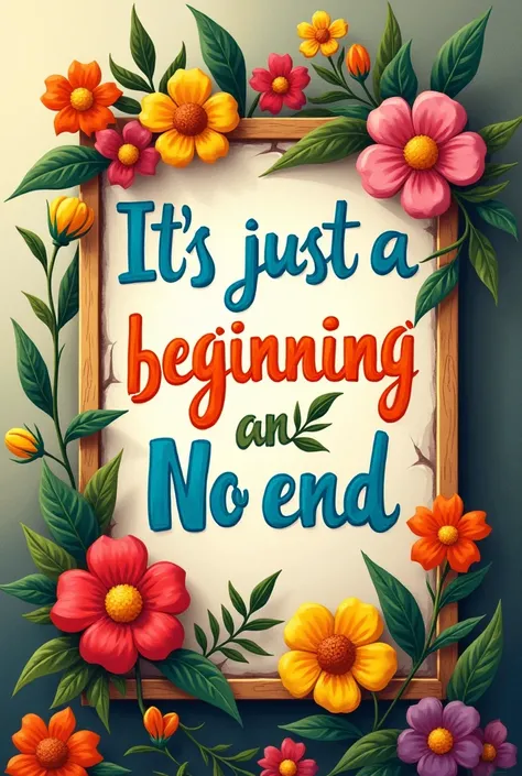 Please make a sign on the same style and same colours and save flowers and just mention “it’s just a beginning” , “ No End”