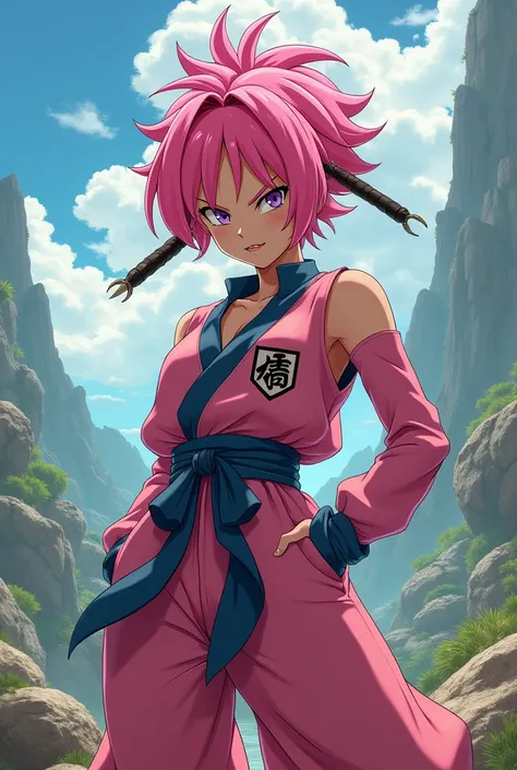 Dragon ball character with sakura haruno hair and clothes