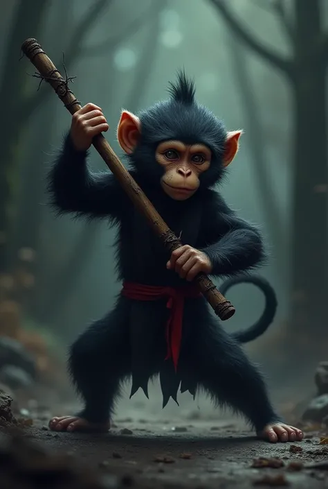 Ninja monkey with stick